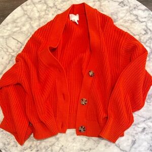 Women's Orange Cardigan Sweater